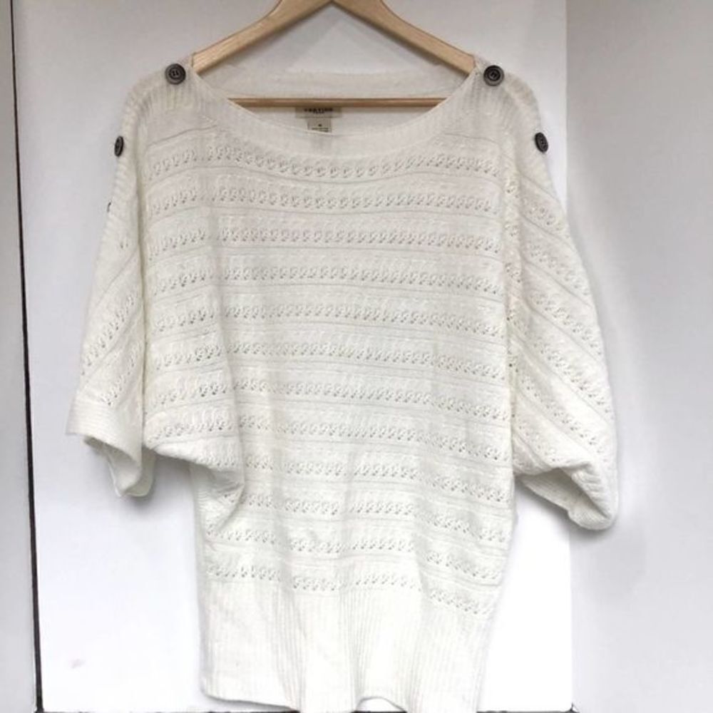 VERTIGO PARIS Angora Sweater White Buttons Medium